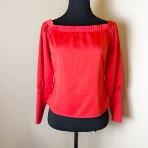 About Us Kaelie Red Off the Shoulder Long Sleeve Shirt Size Small
